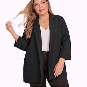 AK COLLECTION (ANNE KLEIN) Blazer Oversized Plus Size 3X Black Single ButtonNWT